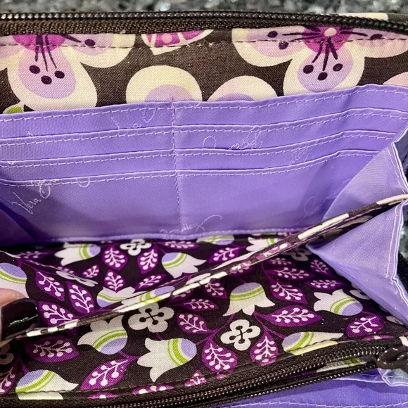 Vera Bradley Purple Floral Nightingale Zip Accordion 8 inch Wallet - Picture 9 of 11